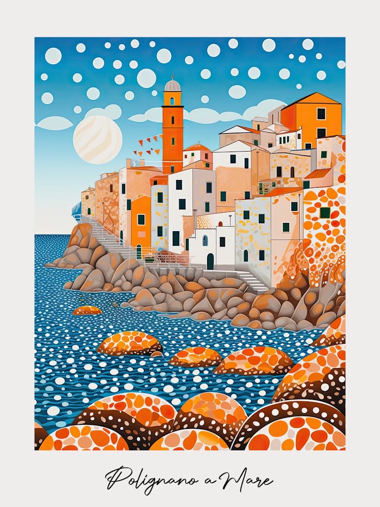 Poster Of Polignano A Mare, Italy, Illustration In The Style Of Pop Art 2