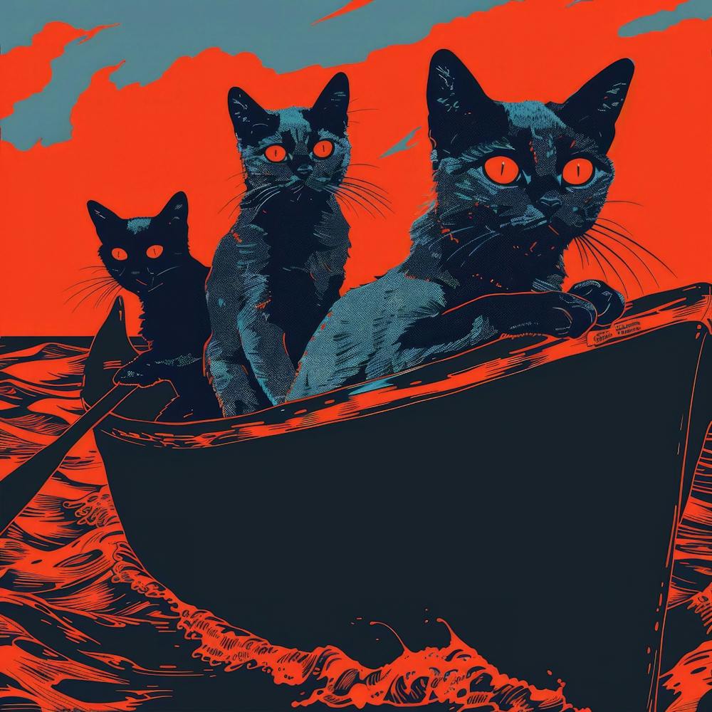 Cat In A Boat