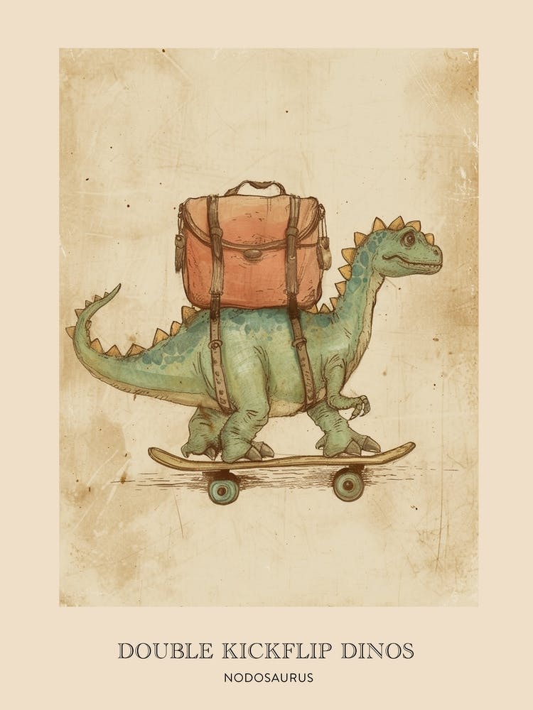 Nodosaurus Vintage Dinosaur Poster 1