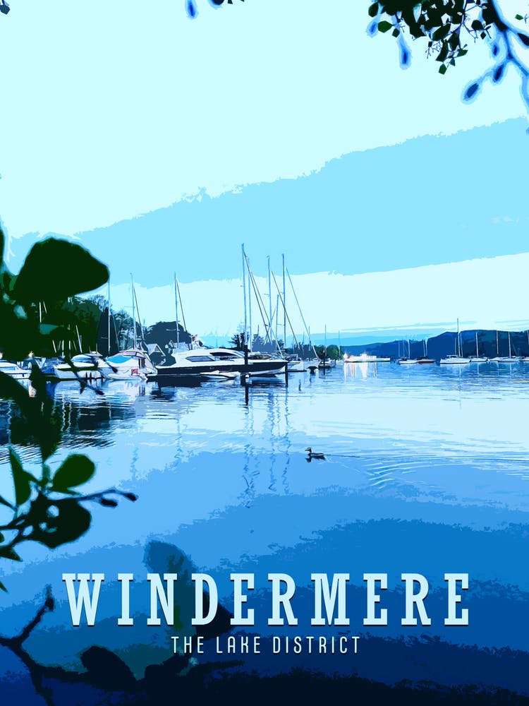 Windermere The Lake District Vintage Style Travel Poster