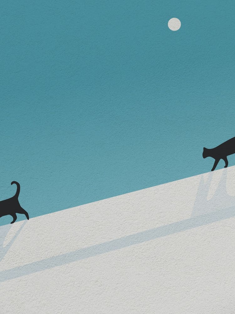 Minimal art Two Cats Walking
