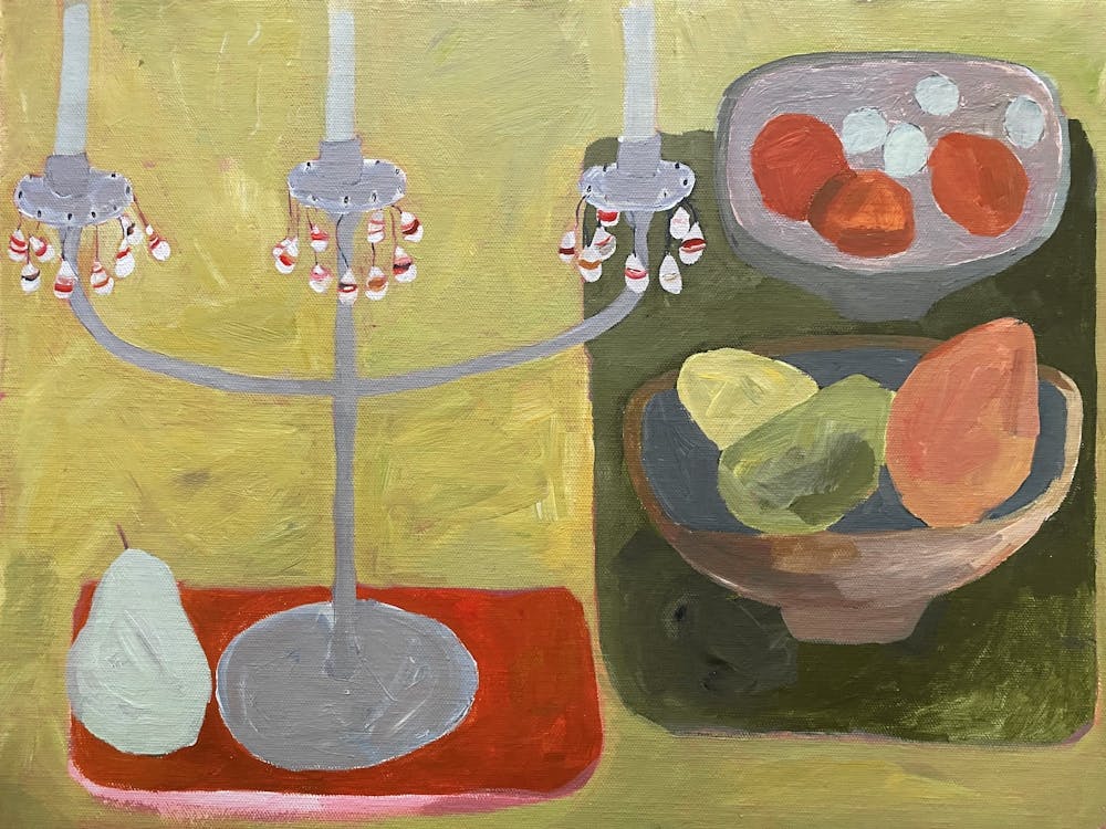 Coupe de fruits et Chandelier