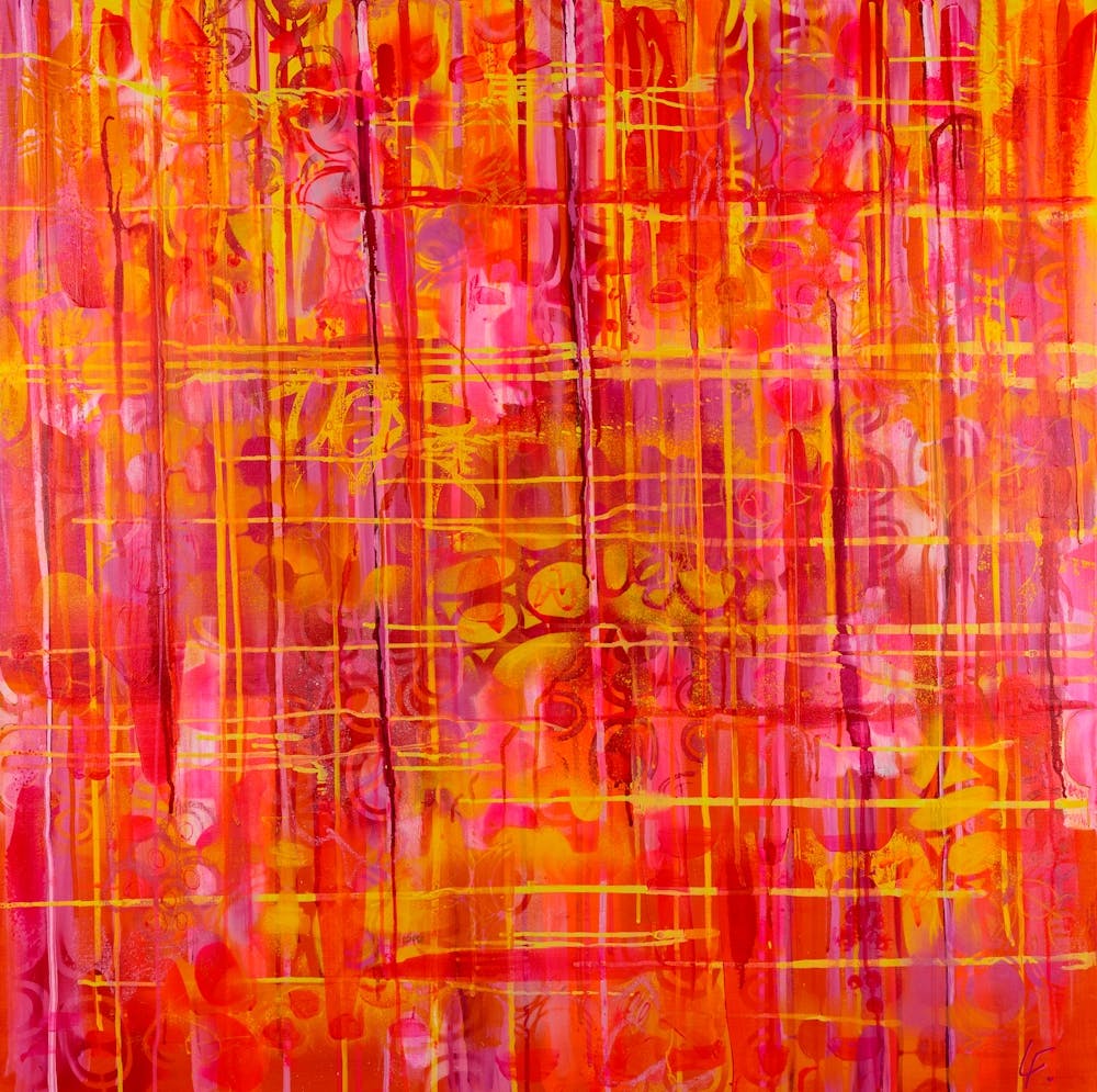 Crimson Tartan Abstract Painting