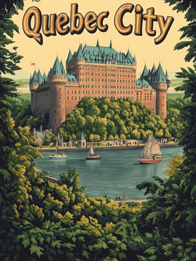 Aihrgdesign A Retro Travel Poster For Quebec City 1