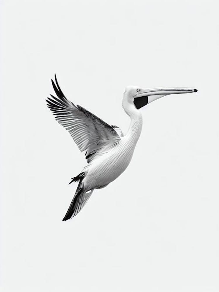 Pelican B&W Pencil Drawing 1 Bird