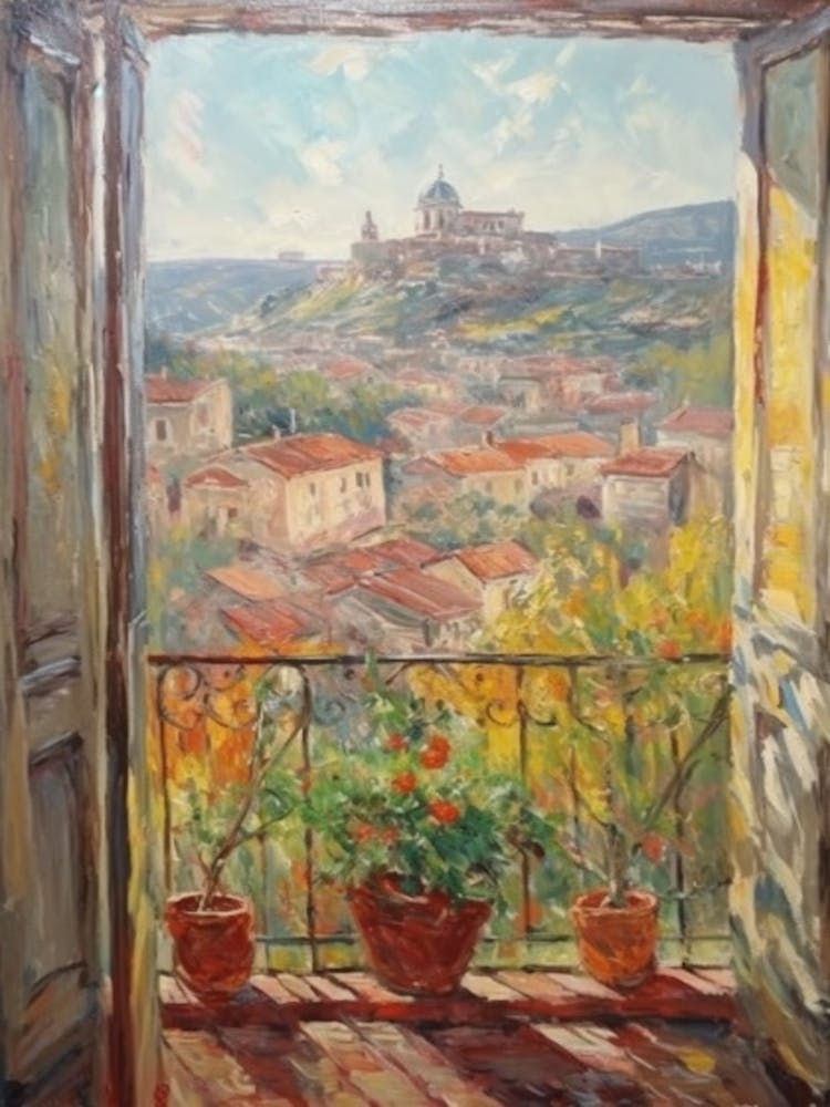 Window View Of Rome In The Style Of Impressionism 4