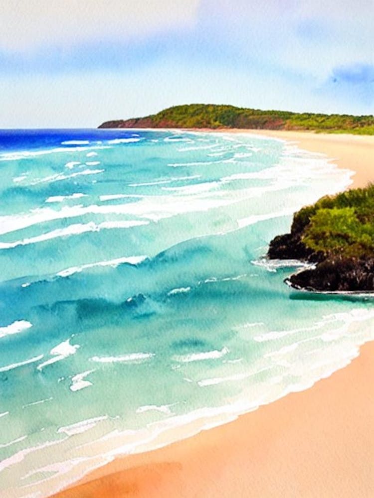 Fingal Head Beach 2, Australia Aquarell
