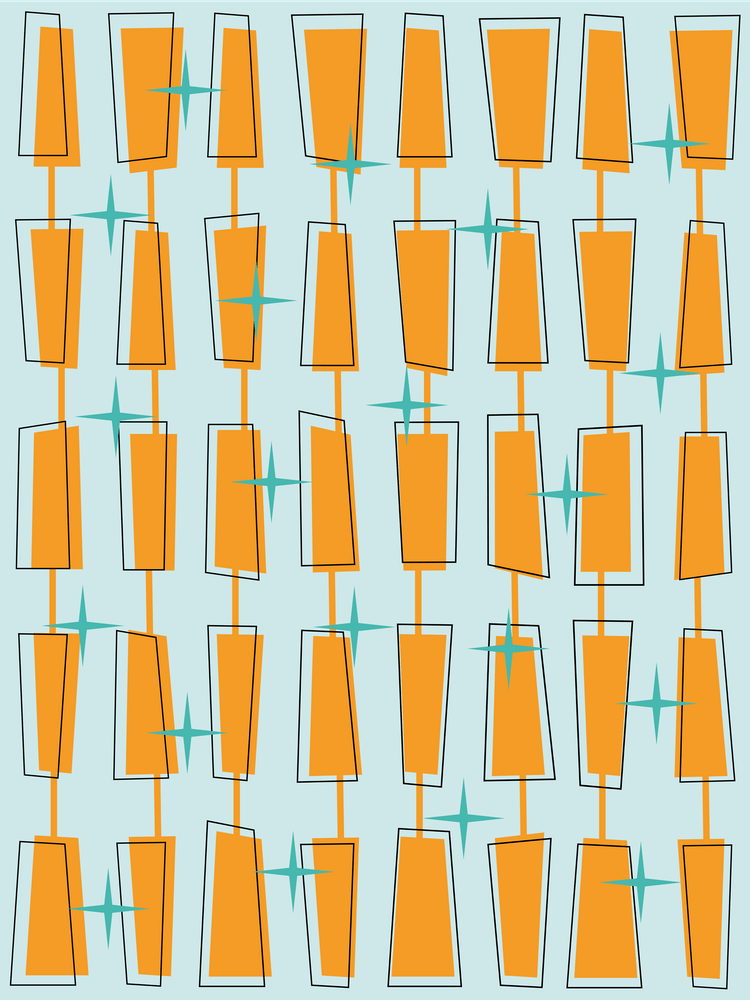 Mid Century Atomic Blocks Aqua, and Orange