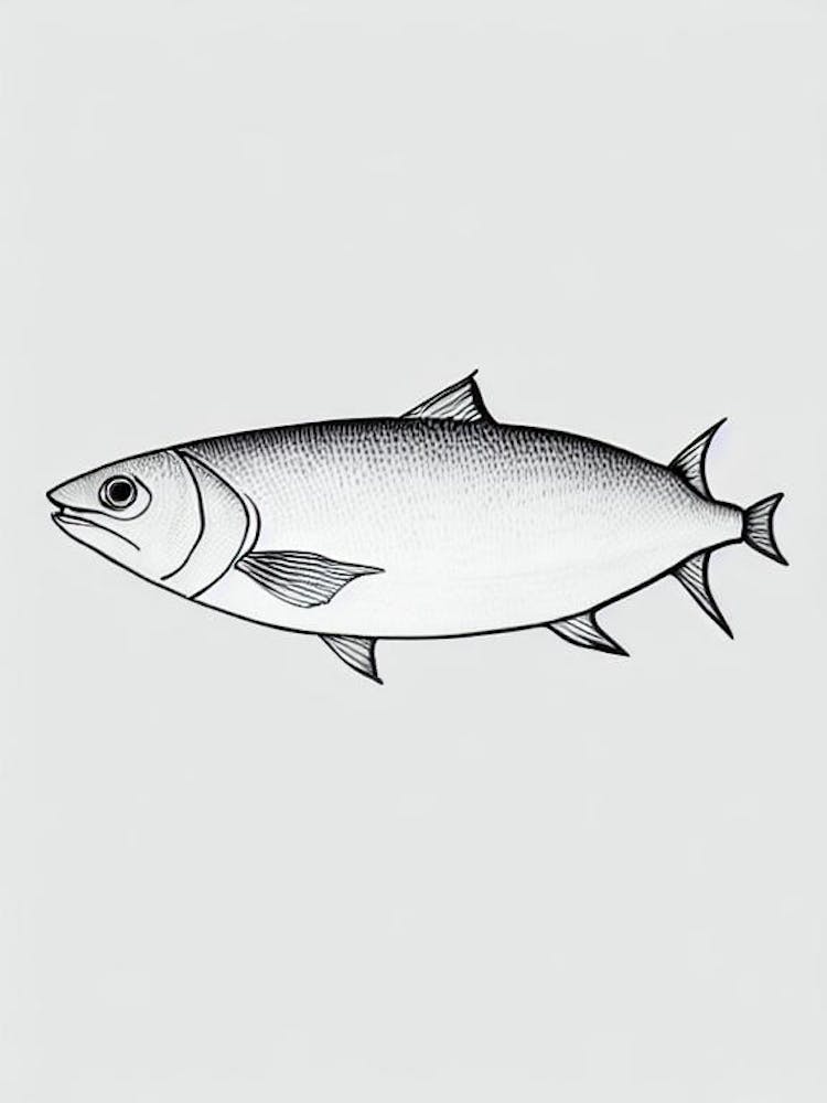 Unicornfish Black & White Drawing