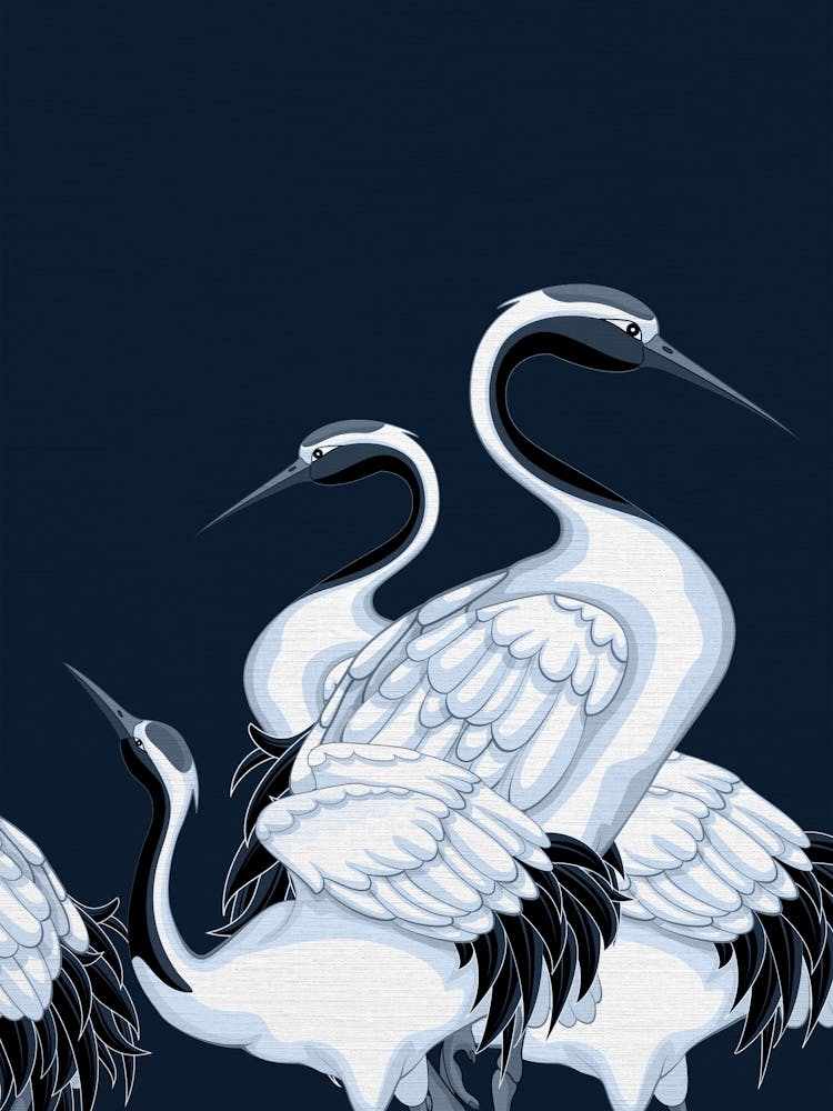 Marineblaue Chinoiserie-Vogelkunstwerk