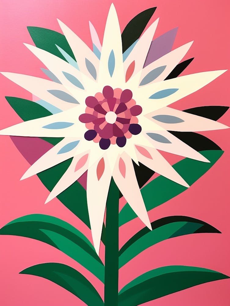 Scherenschnitt Stil Blumenkunst Edelweiß 2