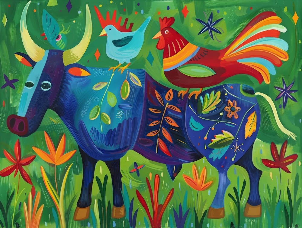 Rooster And Cow