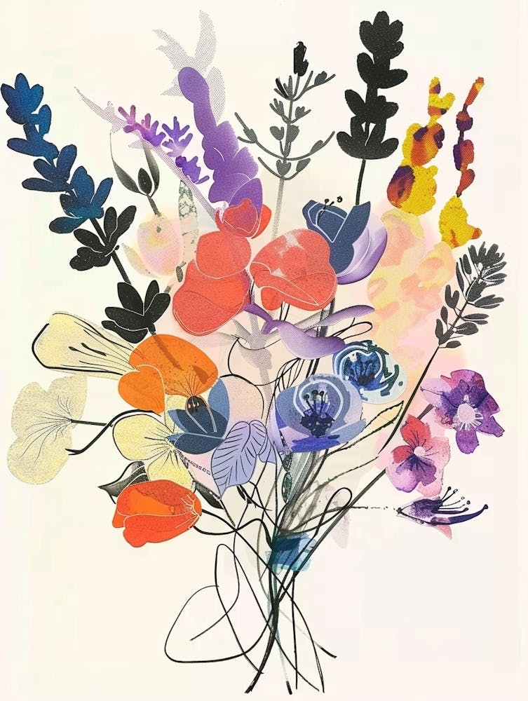 Lavender 1 Collage Flower Bouquet