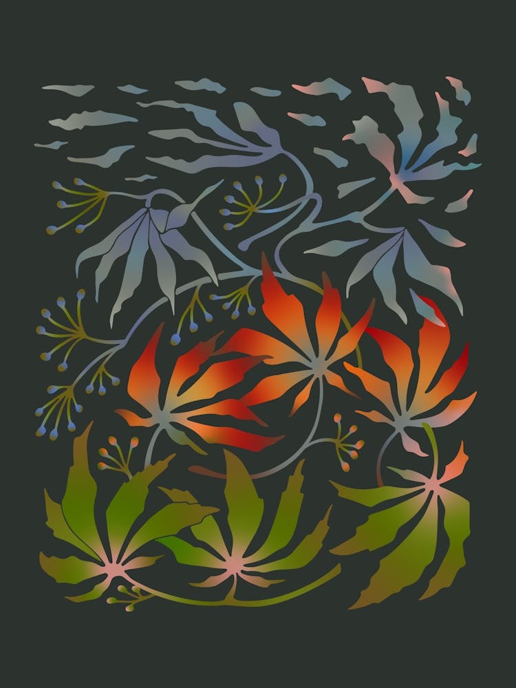 WABI SABI Japanese Zen Maple Leaves in Four Seasons