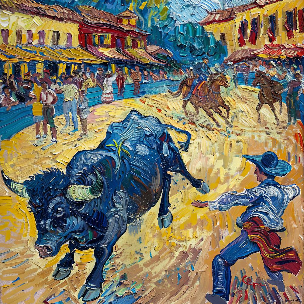 Van Gogh Style. Bullfighting at Arles Series