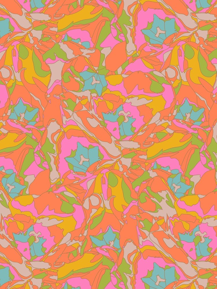 TULIP DREAMS Abstract Retro Floral in 1970s Vintage Colours
