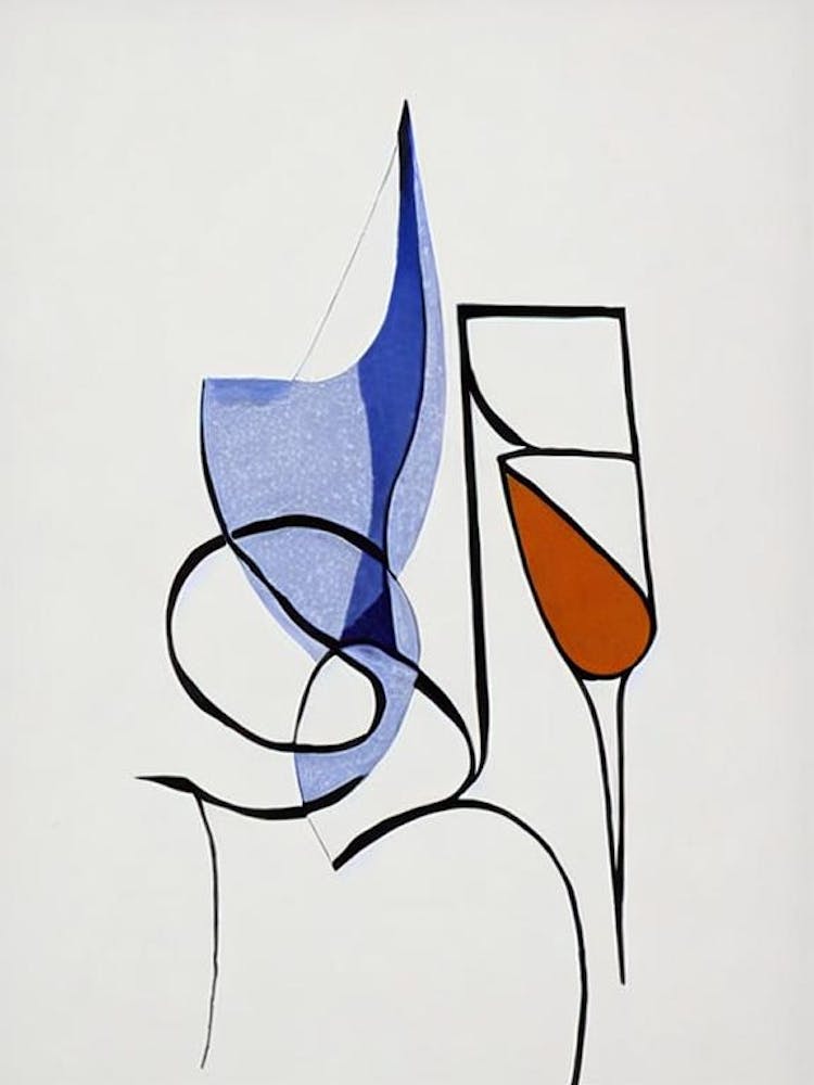 French Pearl Picasso Line Drawing Cocktail Poster