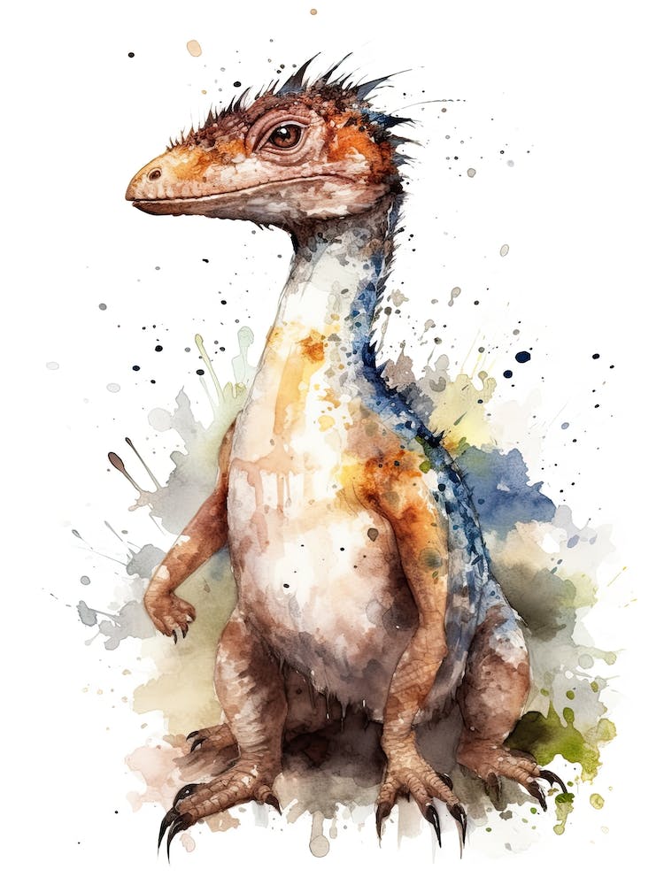 Suchomimus Tenerensis Dinosaure Mignon à l'Aquarelle 1