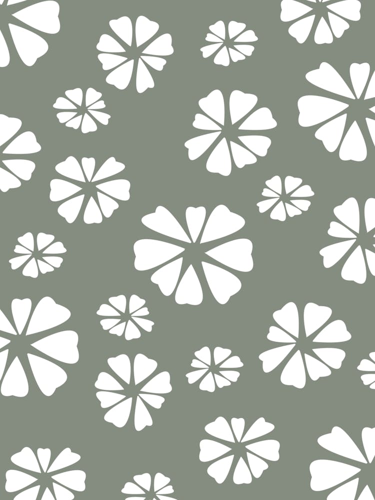 White Flowers On A Green Background