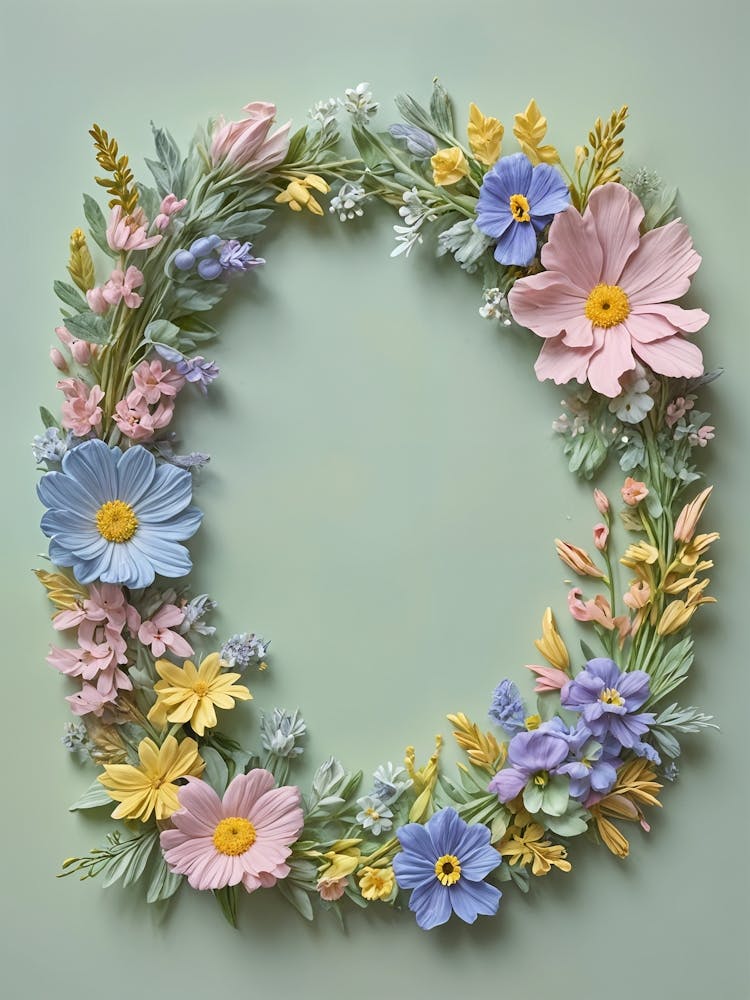 Floral Frame In Pastel
