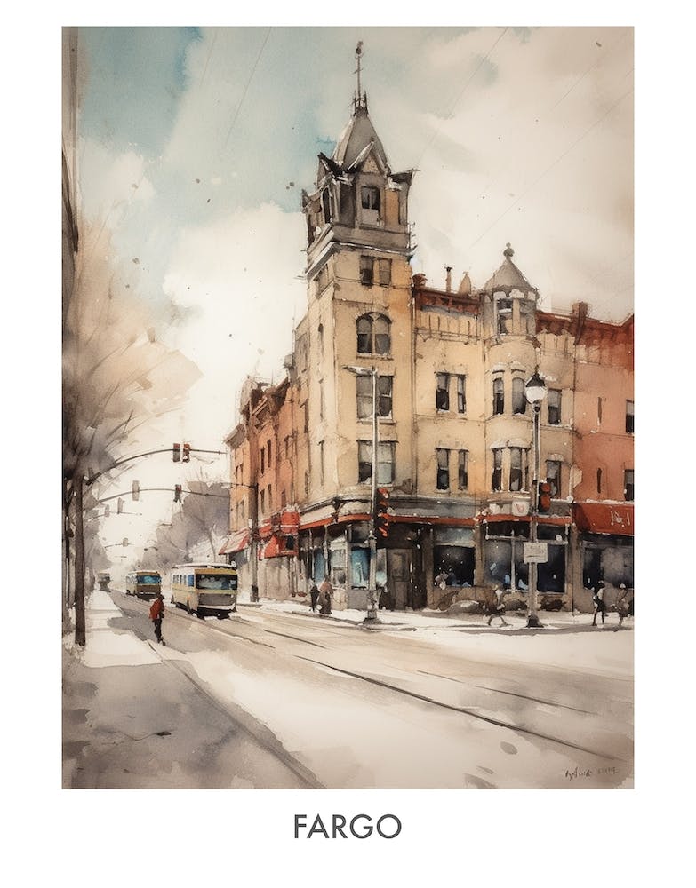 Fargo Watercolor 3travel Poster