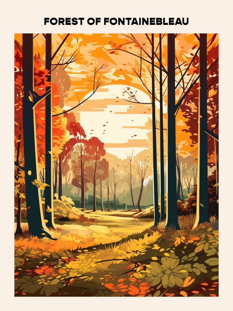 Forest Of Fontainebleau Midcentury Travel Poster