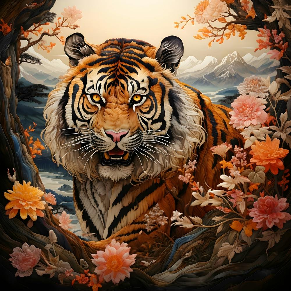 Tiger In Bloom 1
