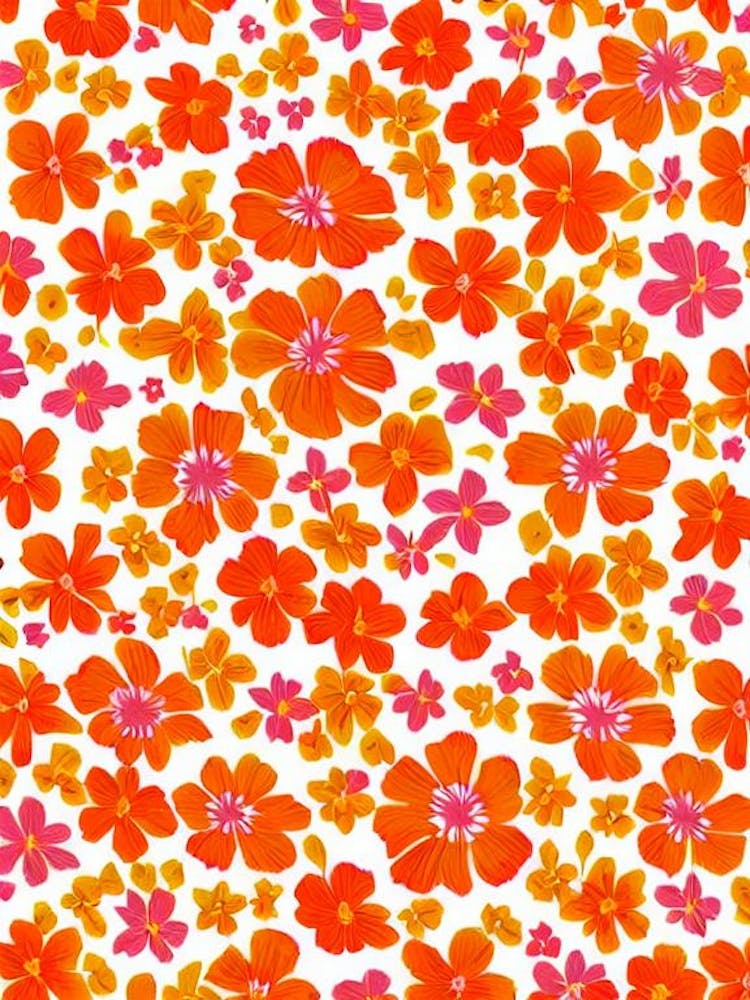 Geranium Floral Print Retro Pattern Flower
