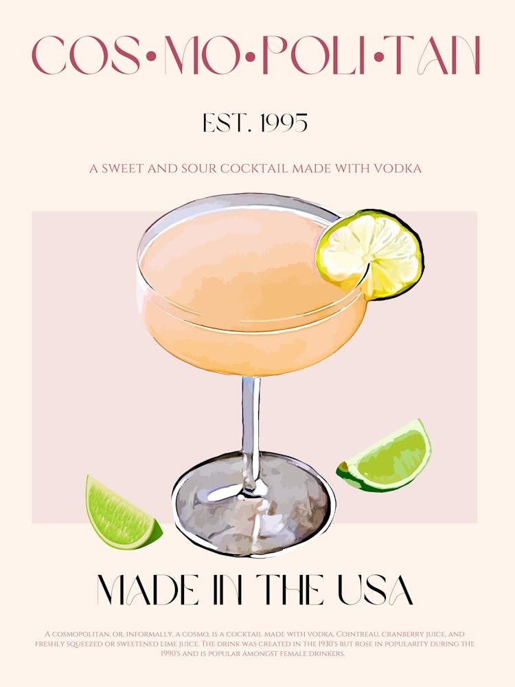 Cosmopolitan Cocktail Mid Century