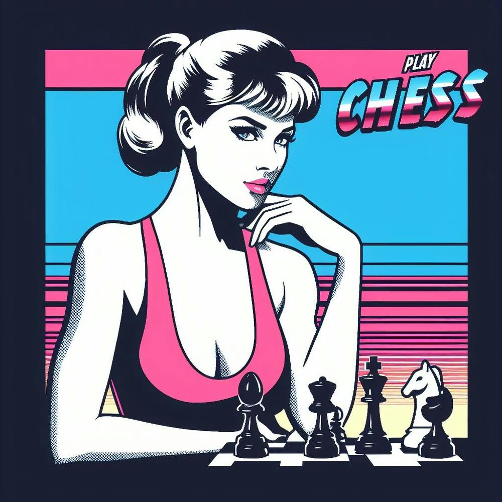 retro chess poster