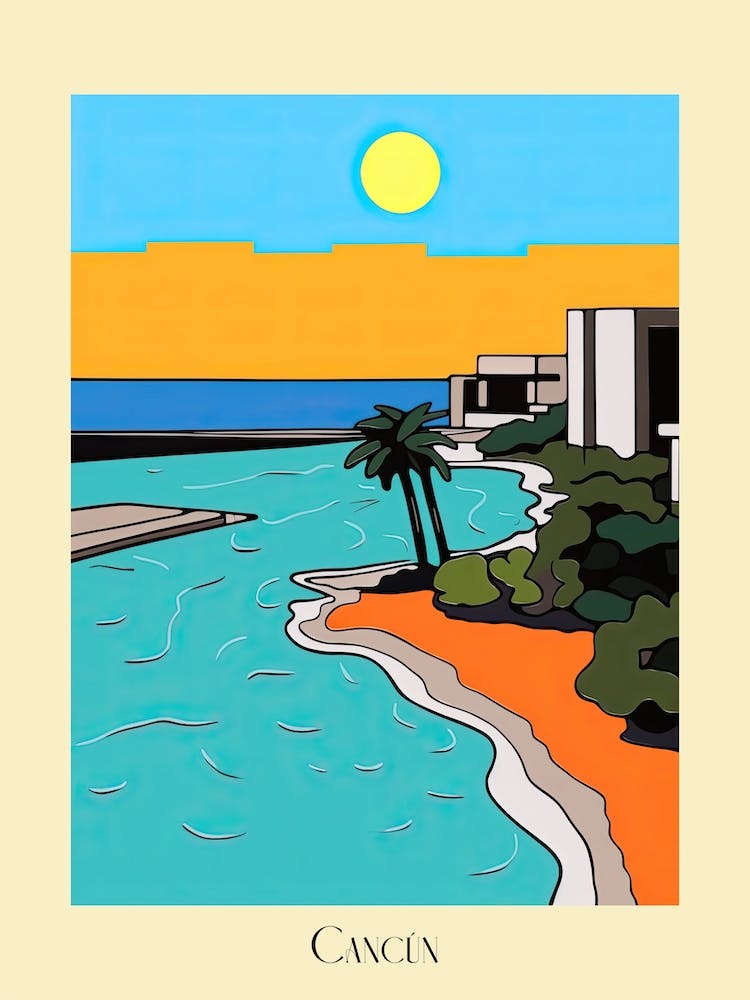 Poster Of Minimal Design Style Of Cancun, Mexico 2