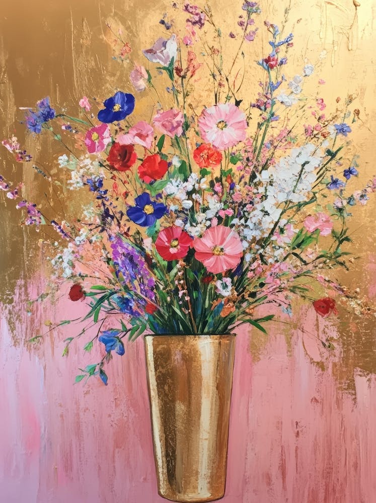 Gold Vase Of Flowers