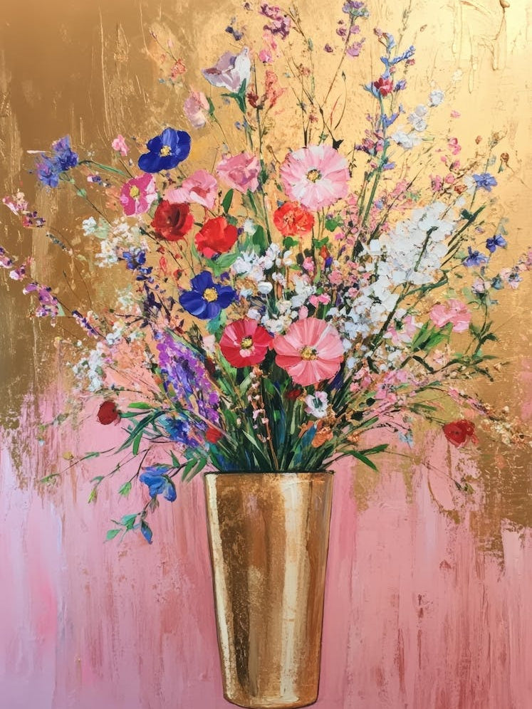 Gold Vase Of Flowers