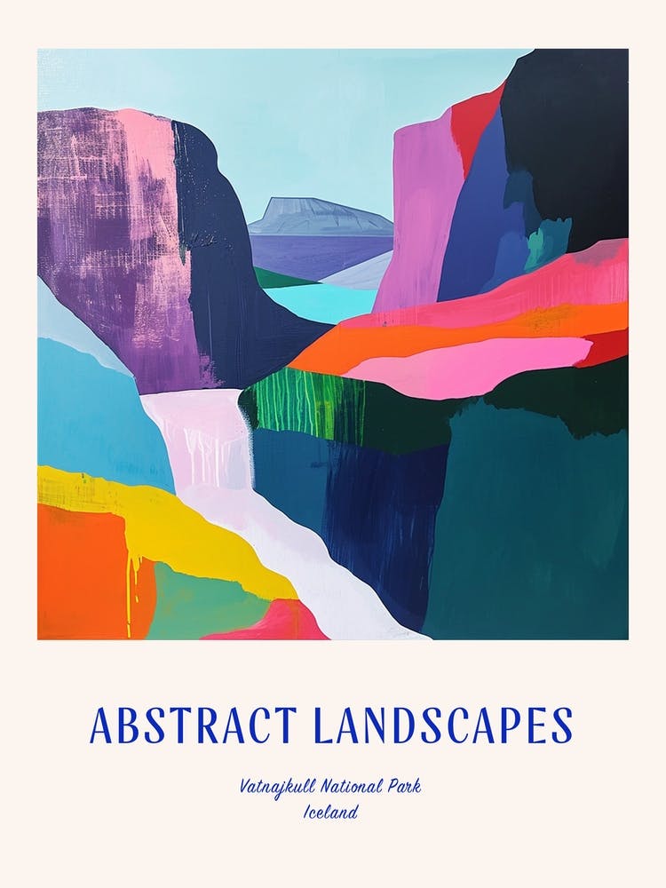 Colourful Abstract Vatnajkull National Park Iceland 3 Poster Blue