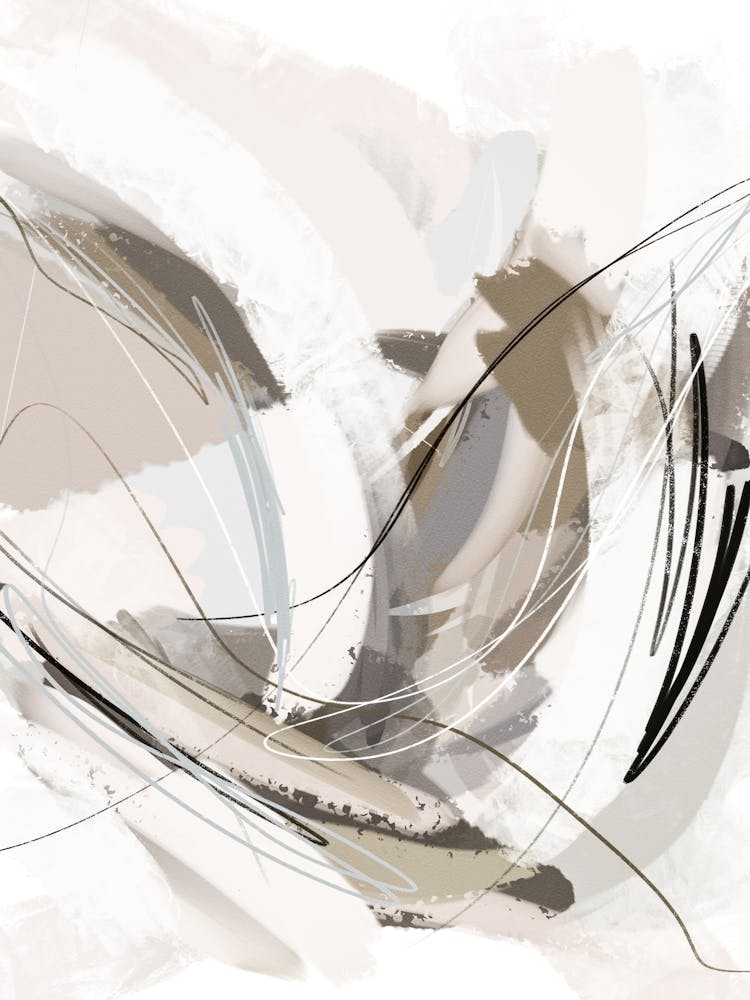 Greige Brush Strokes Abstract 2