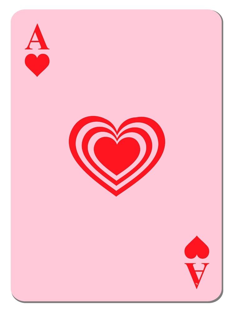 Pink Heart Ace Card