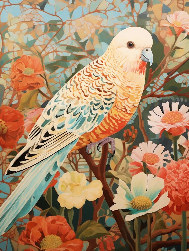 Budgerigar 3 Detailed Bird Painting
