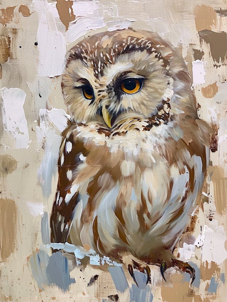 Northern Saw Whet Owl Marker Drawing 3