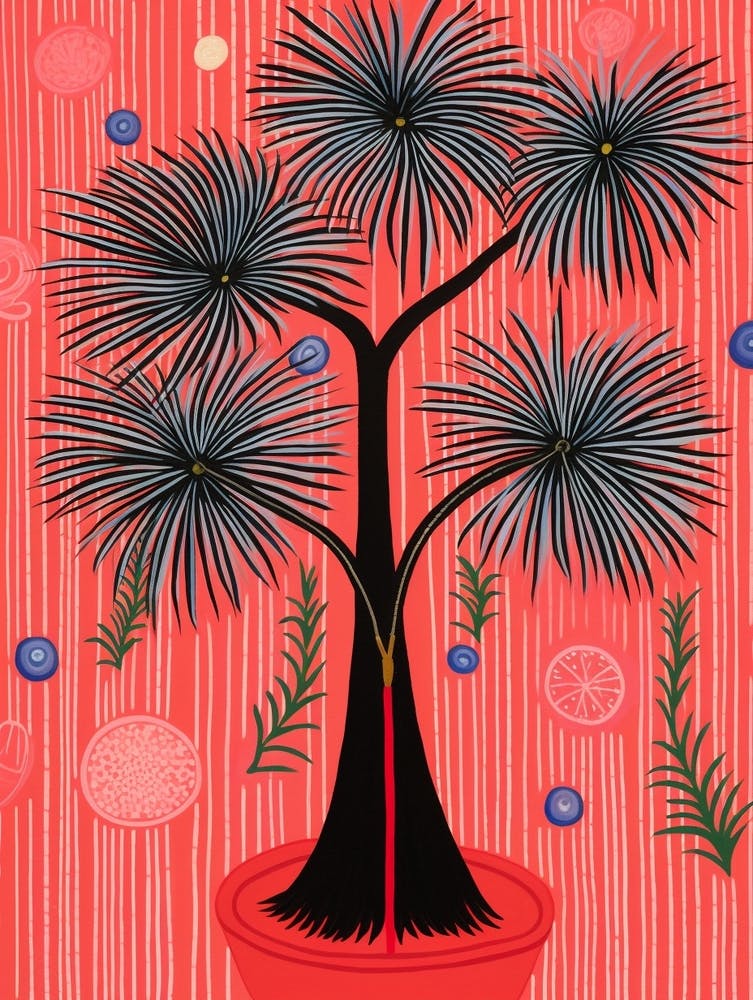 Pink And Red Plant Illustration Ponytail Palm 6