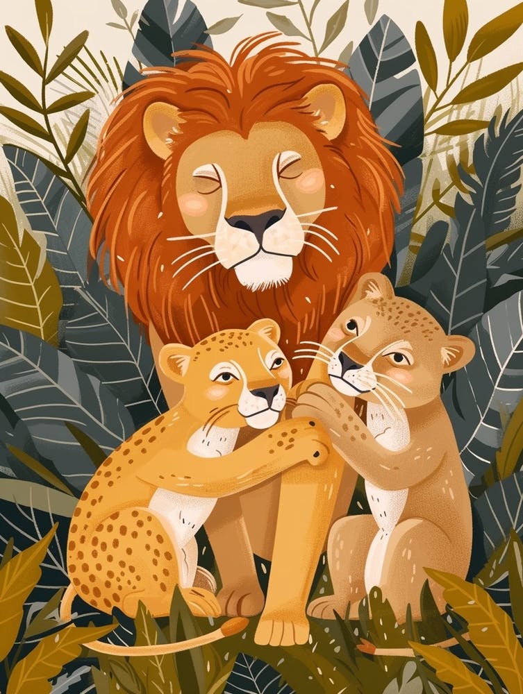 Lions africains en famille - Illustration 3