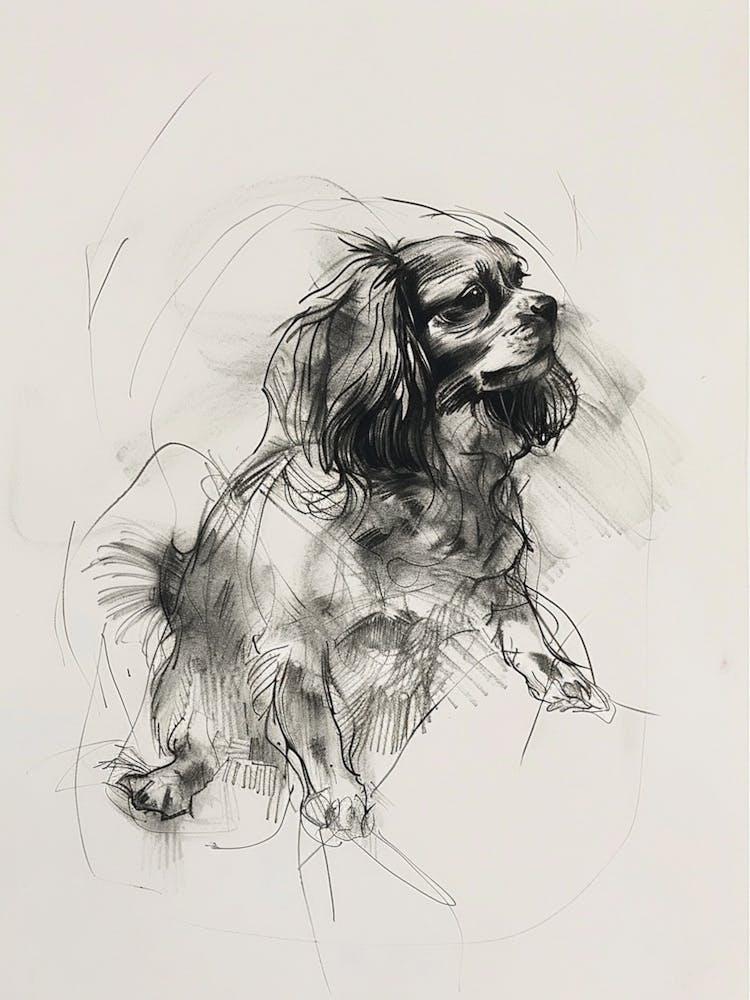 Cavalier King Charles Kohlezeichnung 4