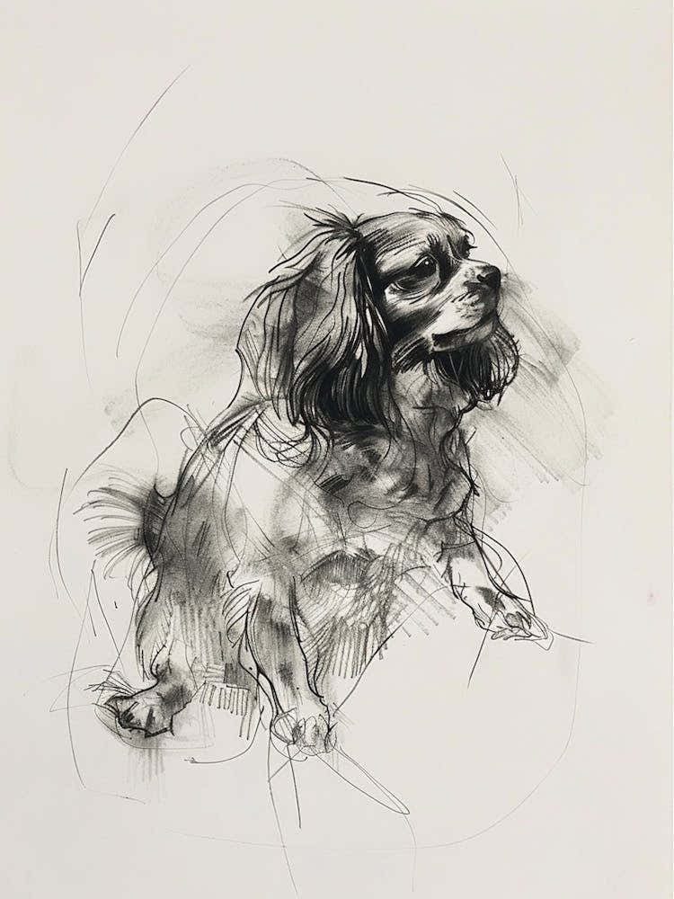 Cavalier King Charles Charcoal Line 4