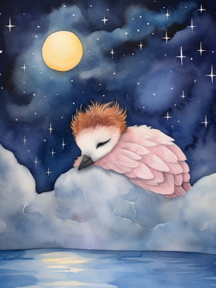 Baby Flamingo Sleeping In The Clouds
