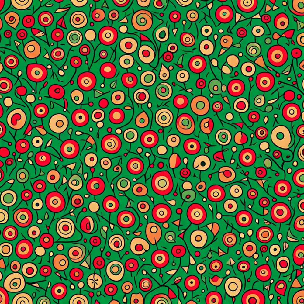 Fruit theme pattern, A Pattern Featuring Abstract  fruit Shapes With Lines Rustic Green And Red Colors, Flat Art, 115
