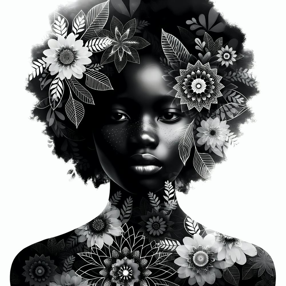 Femme noire aux fleurs