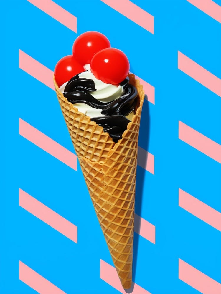 Ice Cream Cone Retro Background