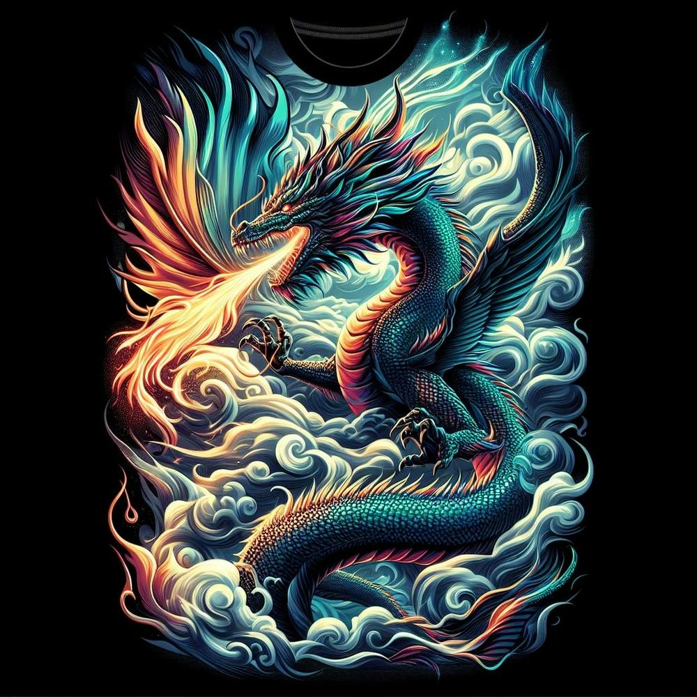 Dragon In The Clouds with fierce fire