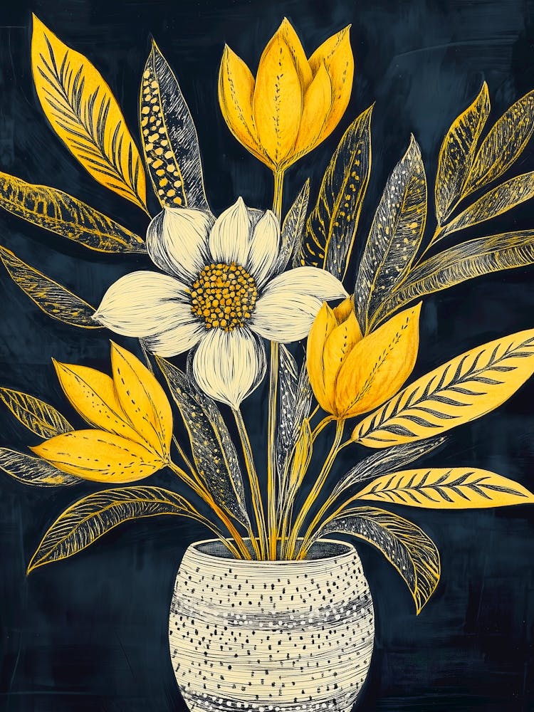 Yellow Flowers In A Vase 1