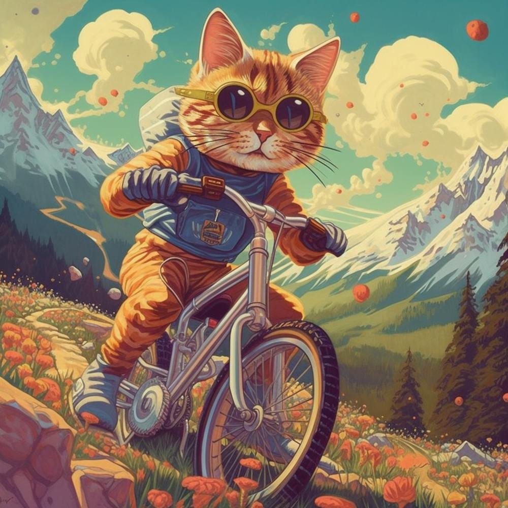 Cat Riding A Bike