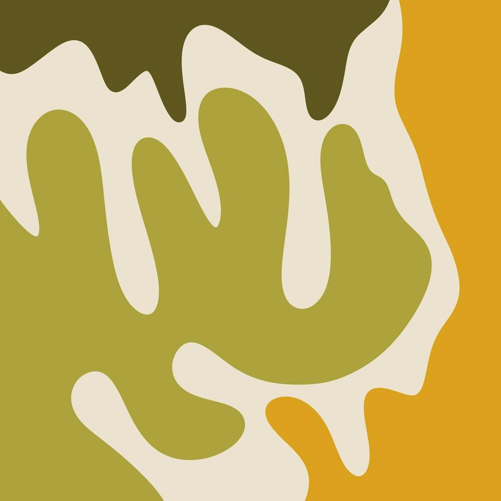 Abstract modern shapes sage and ochre